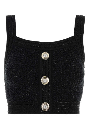 Чорний еластичний топ з букле BALMAIN (FF1AB052KI74) Чорний еластичний топ з букле BALMAIN (FF1AB052KI74)