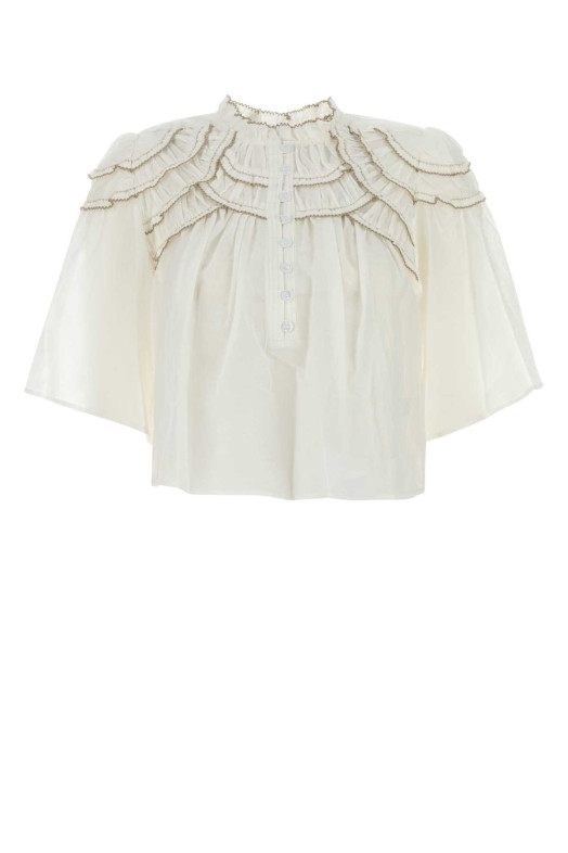 Белый топ из смешанного хлопка Carmen ISABEL MARANT ETOILE (HT0665FBB3J04E) Белый топ из смешанного хлопка Carmen ISABEL MARANT ETOILE (HT0665FBB3J04E)