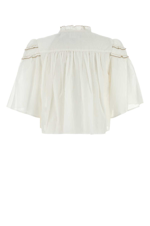 Белый топ из смешанного хлопка Carmen ISABEL MARANT ETOILE (HT0665FBB3J04E) Белый топ из смешанного хлопка Carmen ISABEL MARANT ETOILE (HT0665FBB3J04E)