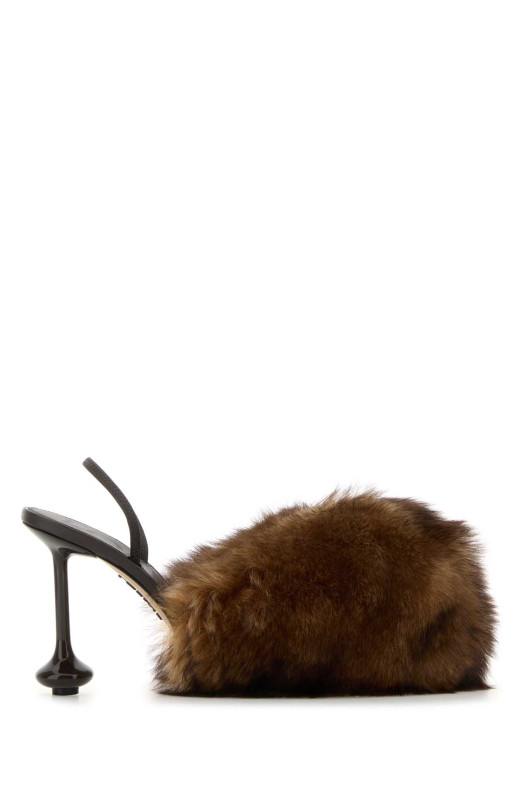 Туфли Toy на каблуке с меховой отделкой, многоцветные, коричневые LOEWE (L814462X04) Туфли Toy на каблуке с меховой отделкой, многоцветные, коричневые LOEWE (L814462X04)