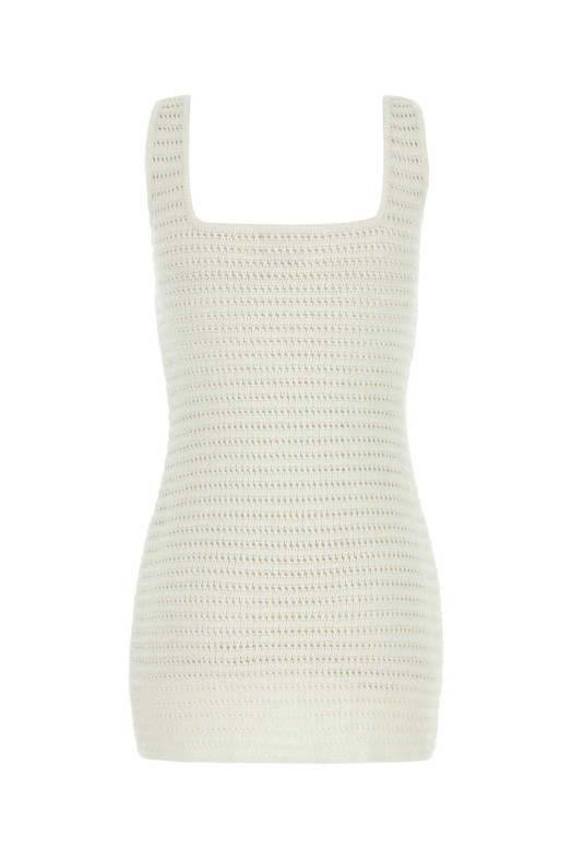 Белое мини-платье, связанное крючком Белое LE KASHA (SIFLAQ)