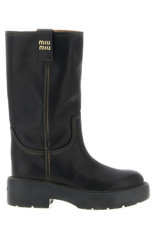 Кожаные ботильоны Черный MIU MIU 5U270EF0555ODF0002