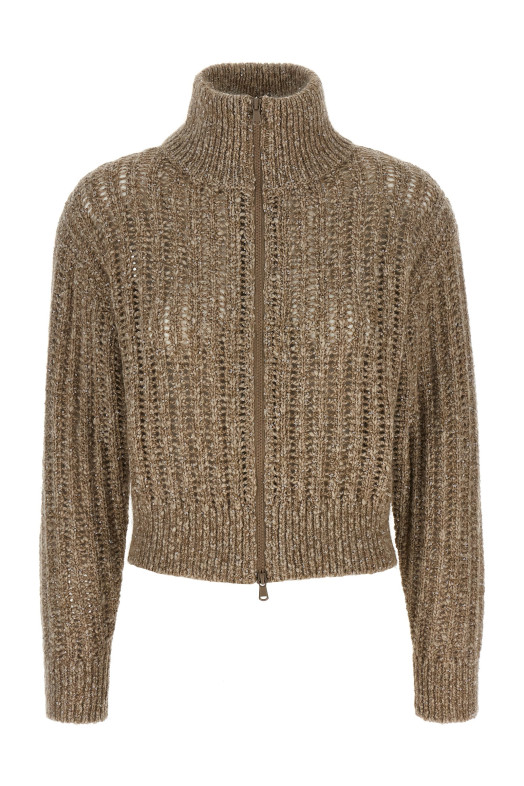 'Rustic Dazzling Net' cardigan Beige