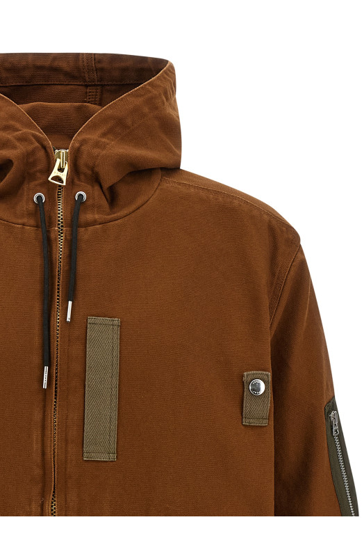 Sacai x Carhartt Wip capsule hooded bomber jacket Brown