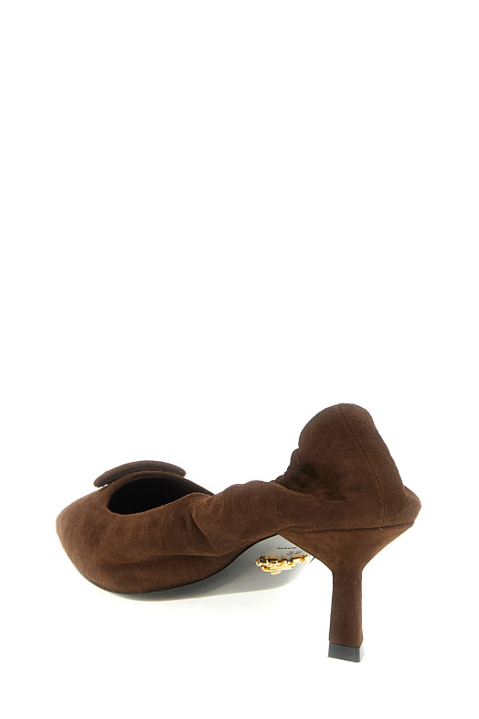 Замшеві туфлі коричневого кольору PRADA 1I188OF055008F0324