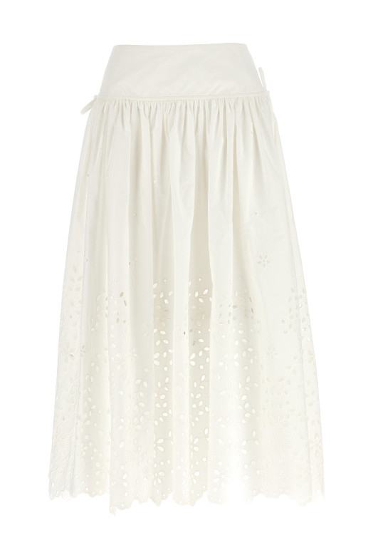 Юбка «White Cotton Embroidered Midi» Белая SS25137MSKWWHITE Юбка «White Cotton Embroidered Midi» Белая SS25137MSKWWHITE