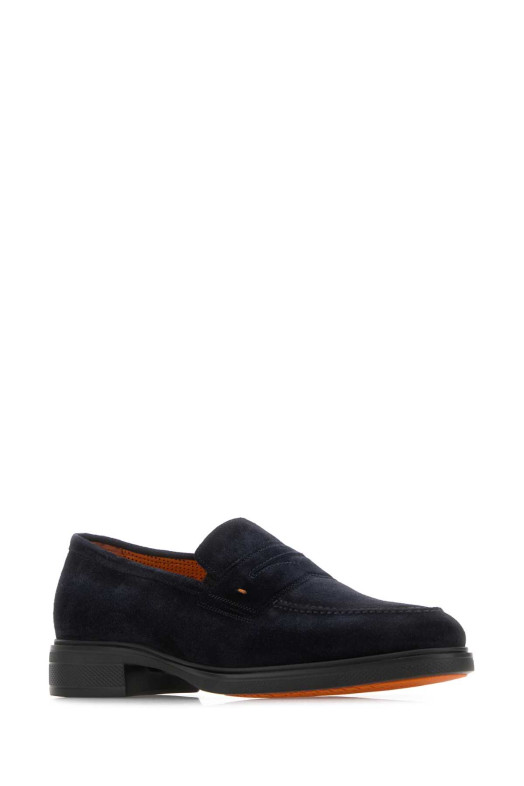 Лоферы Easy из замши цвета «полуночный синий» SANTONI (MGEO18964NEAXGEX) Лоферы Easy из замши цвета «полуночный синий» SANTONI (MGEO18964NEAXGEX)