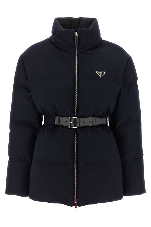 Belt wool down jacket Blue Belt wool down jacket Blue