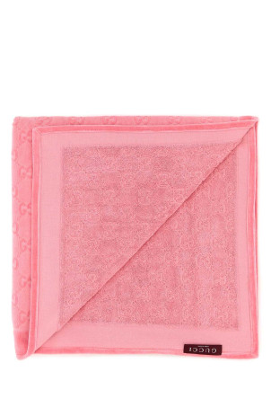 Пляжное полотенце из махровой ткани флуо-розового цвета GUCCI (8190693GALE)