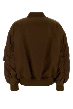 Коричнева атласна куртка-бомбер SAINT LAURENT (845439YZ9BV)