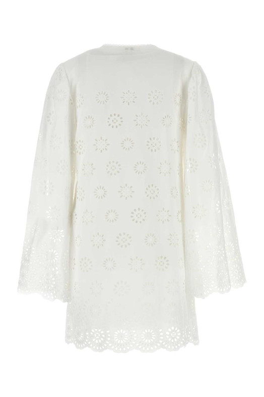 White broderie anglaise mini dress Beige CHLOE (CH25ARO44699) White broderie anglaise mini dress Beige CHLOE (CH25ARO44699)