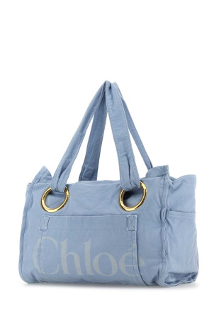 Светло-голубая холщовая сумка для покупок CHLOE (CH25AS545P10) CHLOÉ Светло-голубая холщовая сумка для покупок CHLOE (CH25AS545P10) CHLOÉ