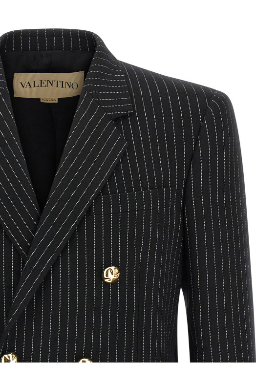 Valentino Garavani 'Valentino' блейзер Чорно-сірий V0CEJ25B410NI Valentino Garavani 'Valentino' блейзер Чорно-сірий V0CEJ25B410NI