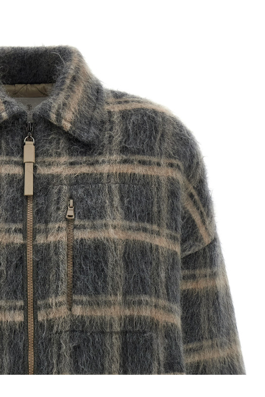Утепленная мохеровая куртка Серая BRUNELLO CUCINELLI M2I233116CND54 Утепленная мохеровая куртка Серая BRUNELLO CUCINELLI M2I233116CND54