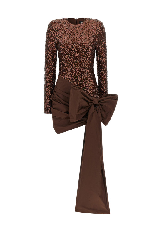 'Sequins Bow Mini' dress Brown