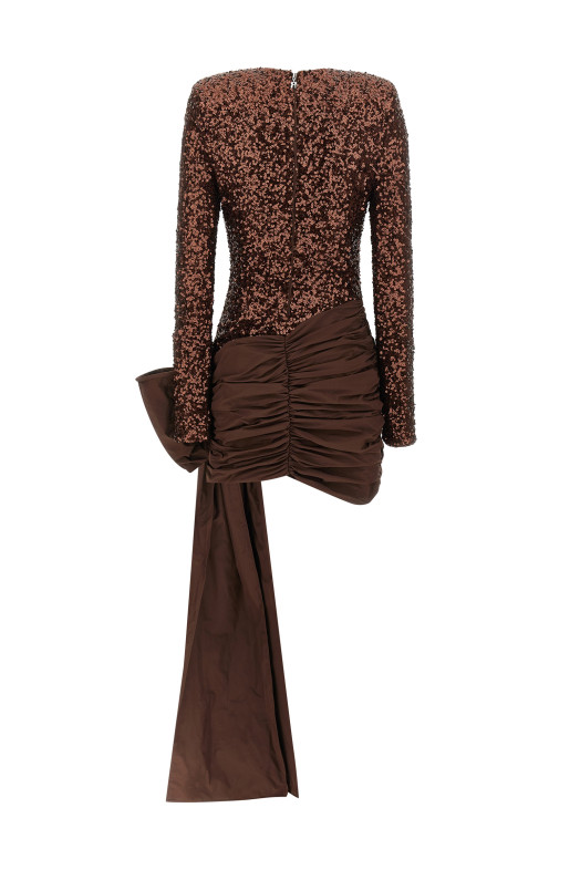 'Sequins Bow Mini' dress Brown