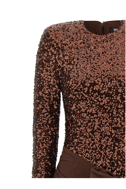 'Sequins Bow Mini' dress Brown