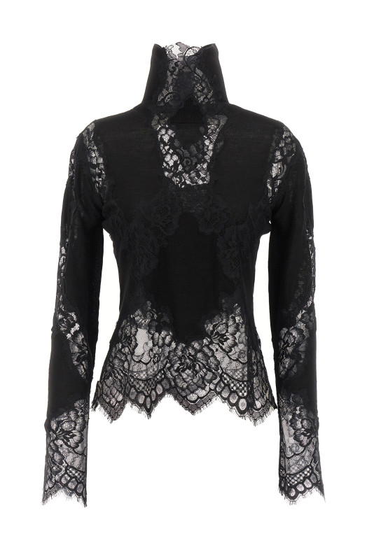 Lace insert sweater Black Lace insert sweater Black