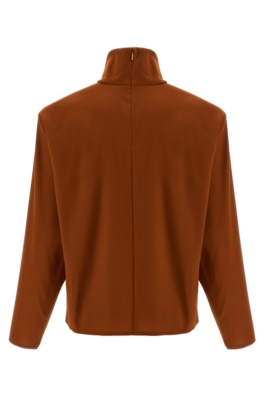 Структурированный свитер с плечами оранжевого цвета SAINT LAURENT 845857Y5J952498 Структурированный свитер с плечами оранжевого цвета SAINT LAURENT 845857Y5J952498