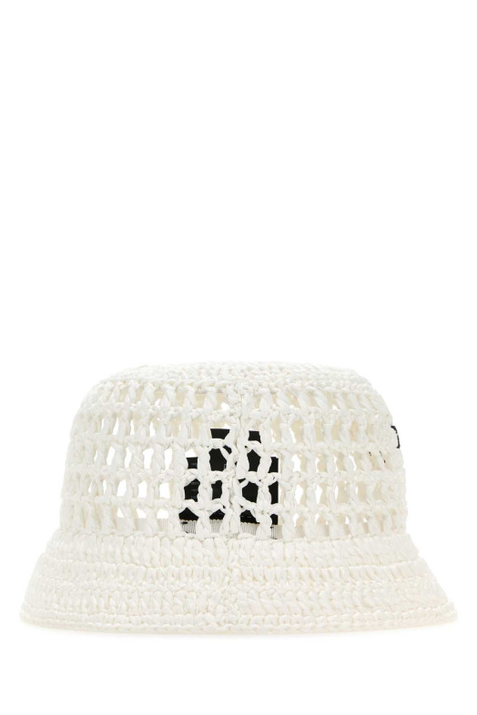 Белая шляпа-ведро из рафии Черная PRADA (1HC1372C2T) Белая шляпа-ведро из рафии Черная PRADA (1HC1372C2T)
