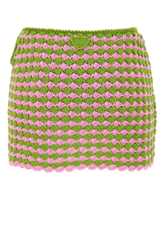Two-tone crochet mini skirt PRADA (21526SOOO16SX)