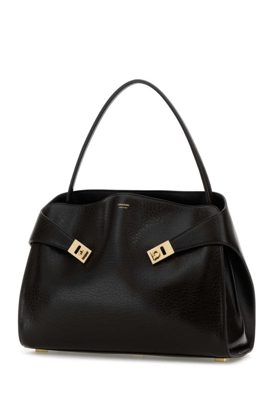 Dark brown leather large Hug Soft shoulder bag SALVATORE FERRAGAMO (219939787838)