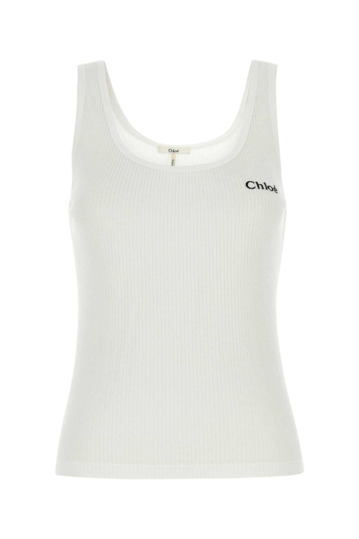 Белая хлопковая майка Разноцветная CHLOE (25SJH12180) CHLOÉ Белая хлопковая майка Разноцветная CHLOE (25SJH12180) CHLOÉ