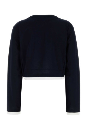 Бавовняна футболка темно-синього кольору PRADA (34668SAAO15ZG)