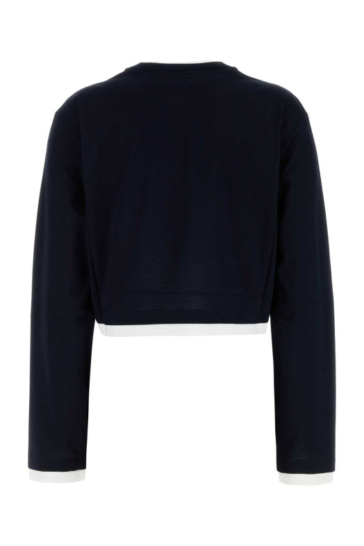 Бавовняна футболка темно-синього кольору PRADA (34668SAAO15ZG)