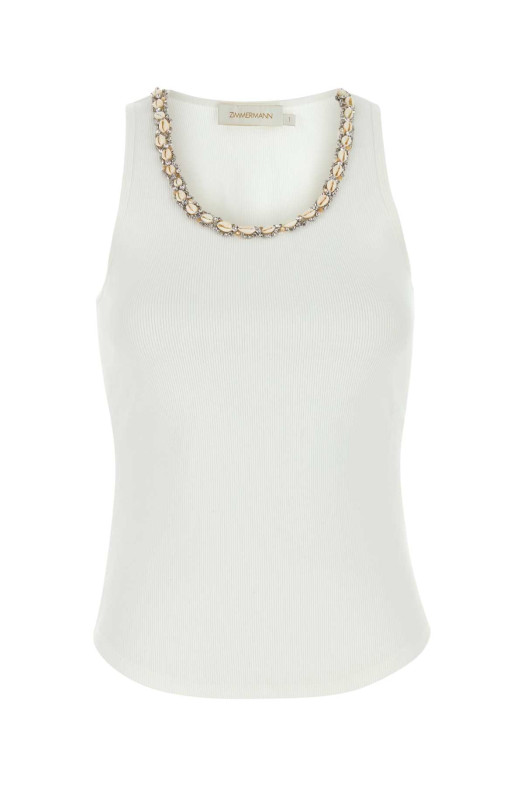 White stretch cotton Illuminate tank top Black ZIMMERMANN (4356TS251) White stretch cotton Illuminate tank top Black ZIMMERMANN (4356TS251)