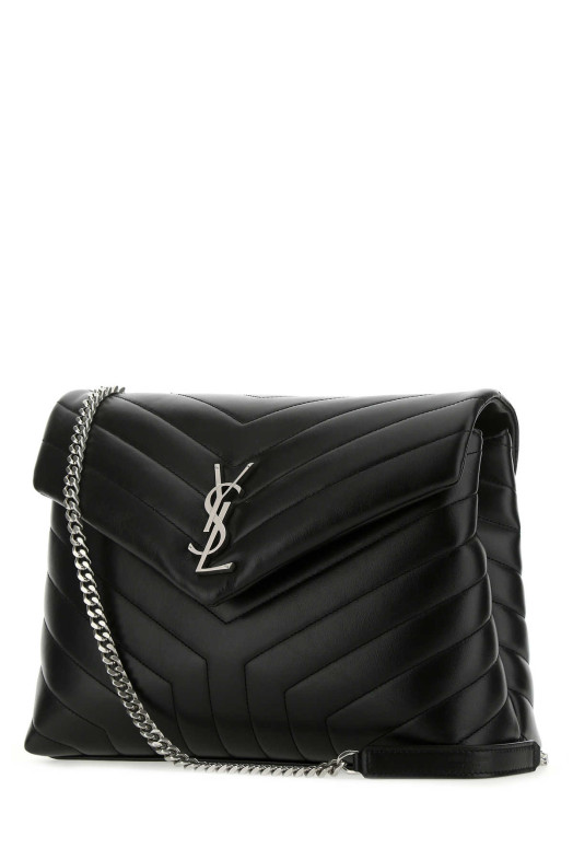 Black leather medium LouLou shoulder bag Black SAINT LAURENT (574946DV726)