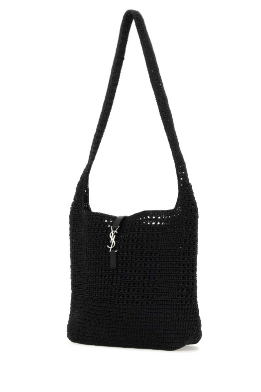 Black raffia medium Le 5 Ã  7 shoulder bag Black SAINT LAURENT (778827GAAEN)