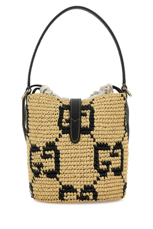 Embroidered raffia mini GG bucket bag GUCCI (8162849AAGL)