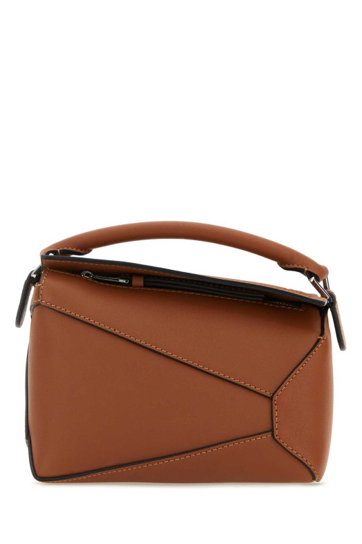 Карамельна шкіряна міні-сумочка Puzzle Бежева LOEWE (A510P88X26)
