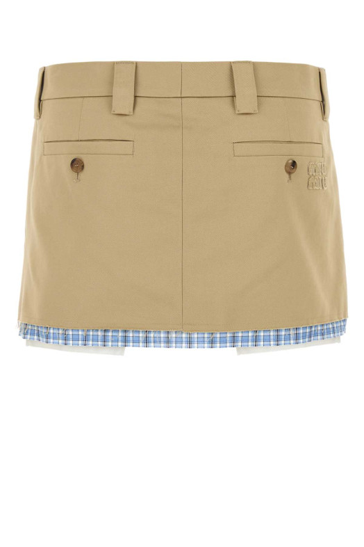 Beige cotton mini skirt MIU MIU (MG2383SOOO1UPX) Beige cotton mini skirt MIU MIU (MG2383SOOO1UPX)