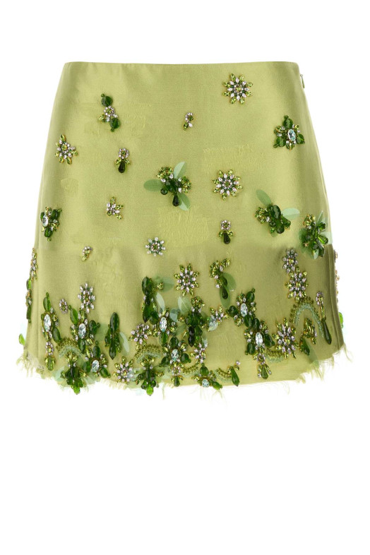 Light green silk blend mini skirt PRADA (P180YRSOOO16L8)