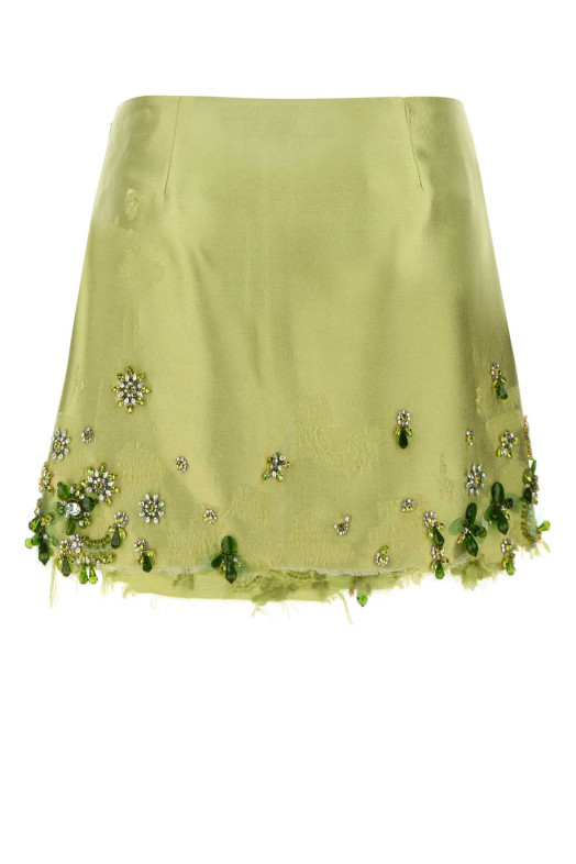 Light green silk blend mini skirt PRADA (P180YRSOOO16L8)