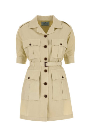 Бежевое платье-рубашка из поплина PRADA (P3N62HSOOO15B5)