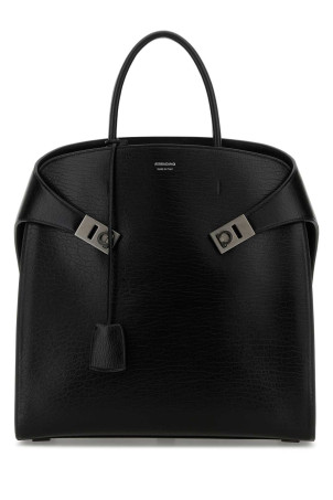 Black leather Hug shopping bag Black SALVATORE FERRAGAMO (241666787663)