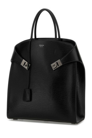 Black leather Hug shopping bag Black SALVATORE FERRAGAMO (241666787663)