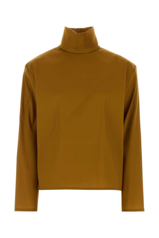 Orange stretch silk blend top SAINT LAURENT (845857Y5J95)