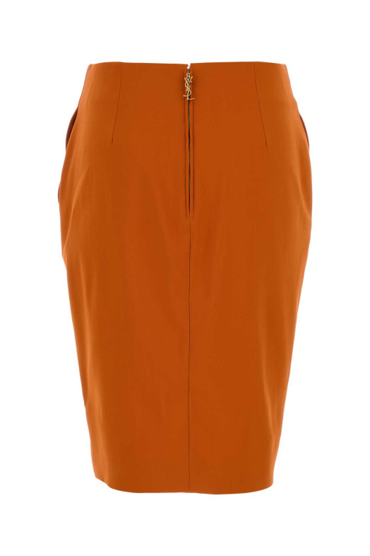 Orange stretch viscose blend skirt SAINT LAURENT (852654Y5J19)