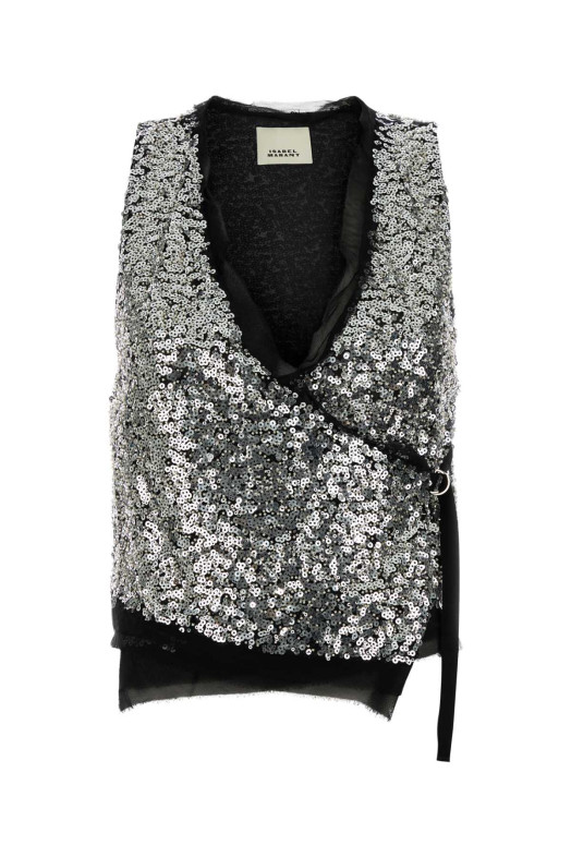 Embellished polyester Tahina vest ISABEL MARANT (GI0064FAC4J10I) Embellished polyester Tahina vest ISABEL MARANT (GI0064FAC4J10I)