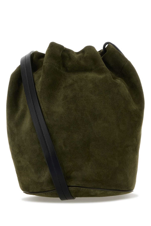 Кожаная сумка-ведро оливкового цвета MAISON MARGIELA (SB2ZH0003P8572)