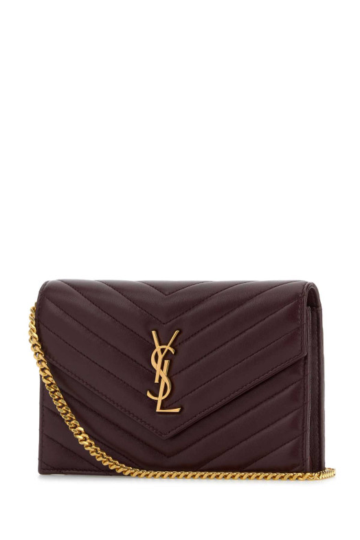 Бургундський шкіряний гаманець-конверт SAINT LAURENT (742920AAA44)