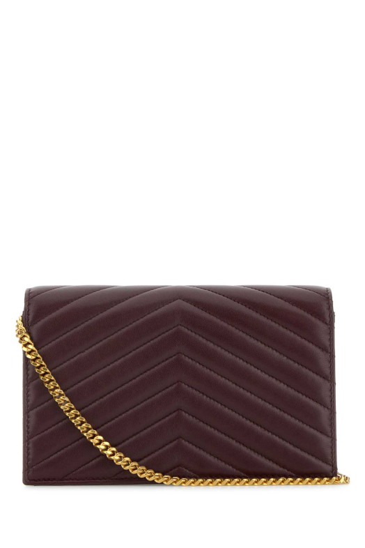 Бургундський шкіряний гаманець-конверт SAINT LAURENT (742920AAA44)