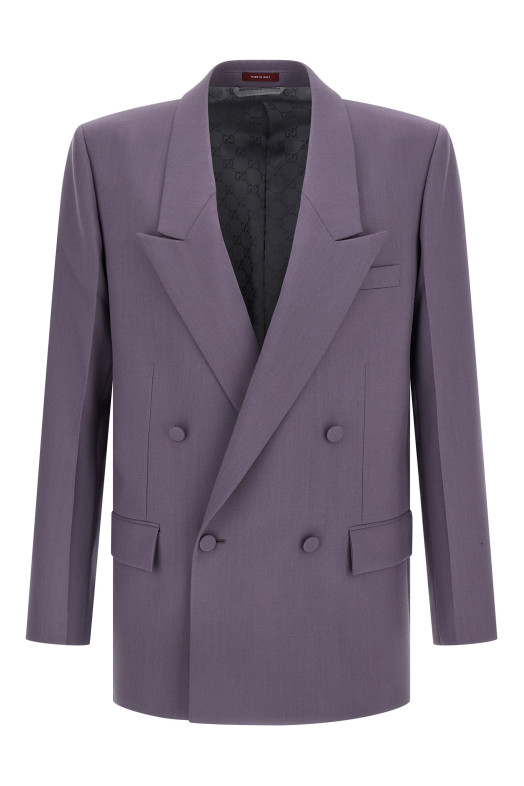 Double-breasted wool blazer Purple