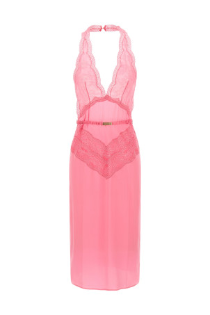 Сукня з атласу та мережива Рожева GUCCI 839410XUAM65426 Сукня з атласу та мережива Рожева GUCCI 839410XUAM65426