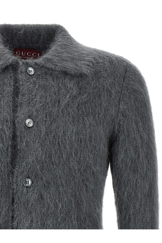 Mohair wool cardigan Gray