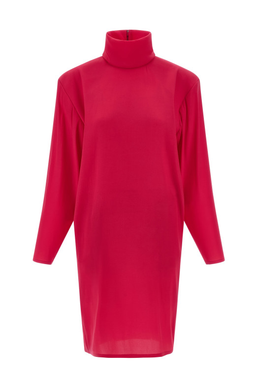Structured shoulder dress Fuchsia